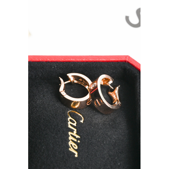 Cartier Love Hoop Earrings Rose Gold Tone Metal