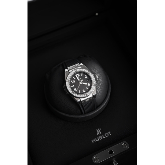 Hublot Classic Fusion Black Dial Watch Stainless Steel with Black Rubber Strap