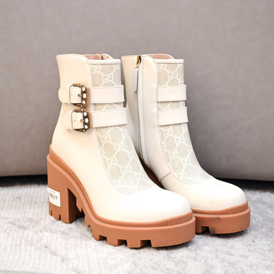 Gucci GG Canvas Combat Boot Ivory