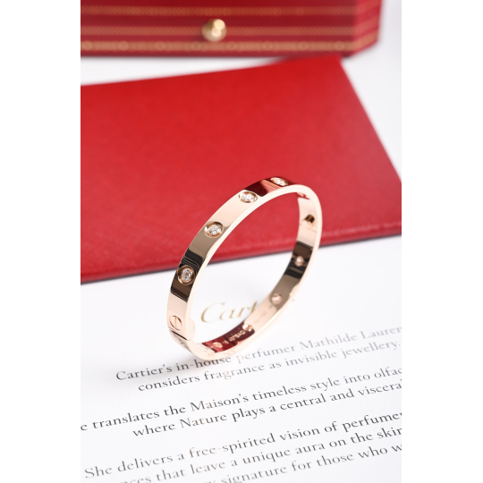 Cartier Love Bracelet Rose Gold with Ten Diamonds Size 18