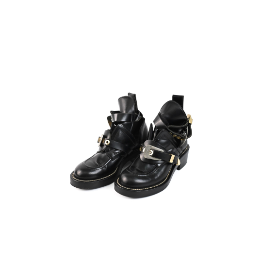 Balenciaga Ceinture Cut Out Ankle Boot Black Leather