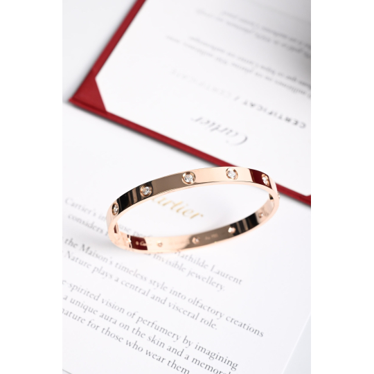 Cartier Love Bracelet Rose Gold with Ten Diamonds Size 15