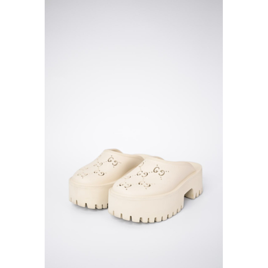 Gucci GG Rubber Platform Slide Sandal Ivory