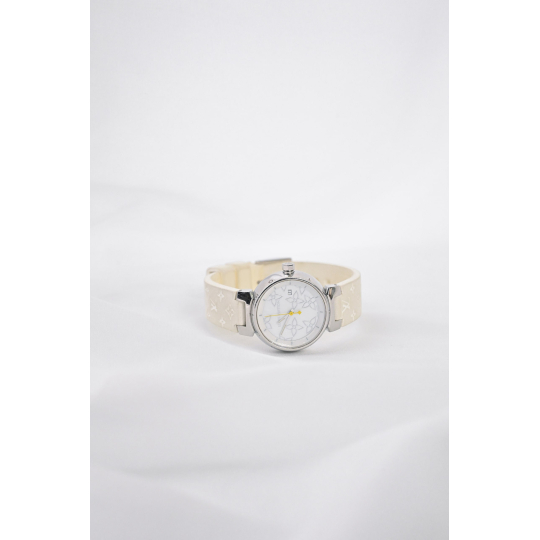 Louis Vuitton Đồng Hồ Tambour Dây Monogram Trắng