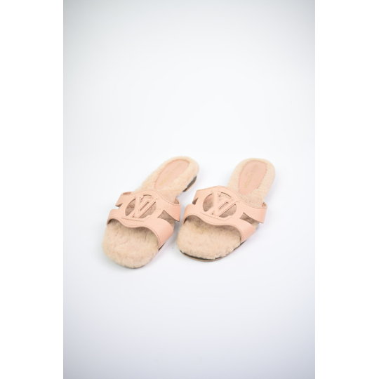 Louis Vuitton Espadrille Flat Slide Pink Suede with LV Cutout