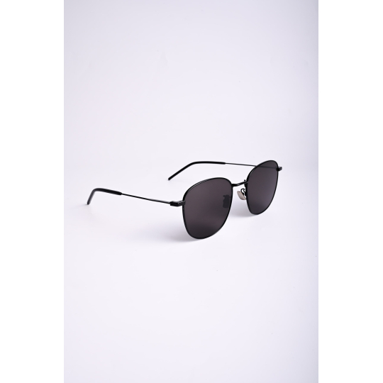 Round Slim Sunglasses Black Metal Frame with Dark Lenses