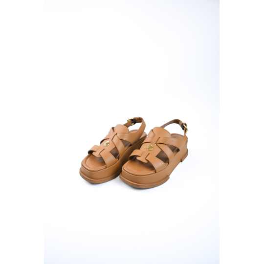 Louis Vuitton Platform Strappy Sandal Brown Calf Leather
