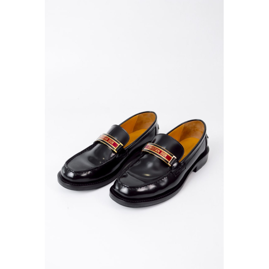Dior Boy Loafer Black Calfskin Red Logo Plaque