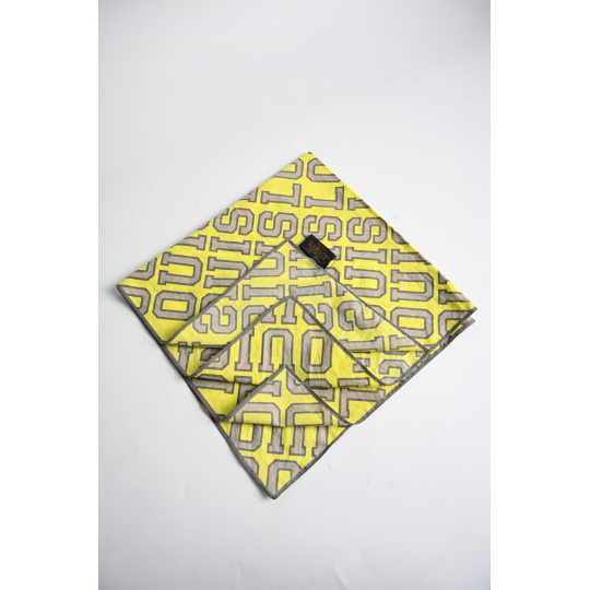 Louis Vuitton Yellow and Grey Monogram Letter Print Square Scarf