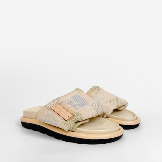 Louis Vuitton Damier Azur Buckle Slide Sandal