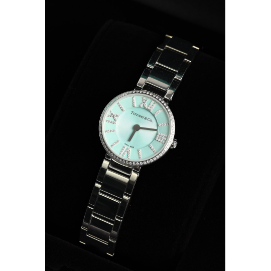 Tiffany and Co Atlas Ladies Watch Stainless Steel Bracelet with Diamond Bezel