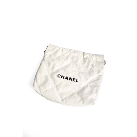 Chanel 22 Bag Small White Calfskin Gold Hardware