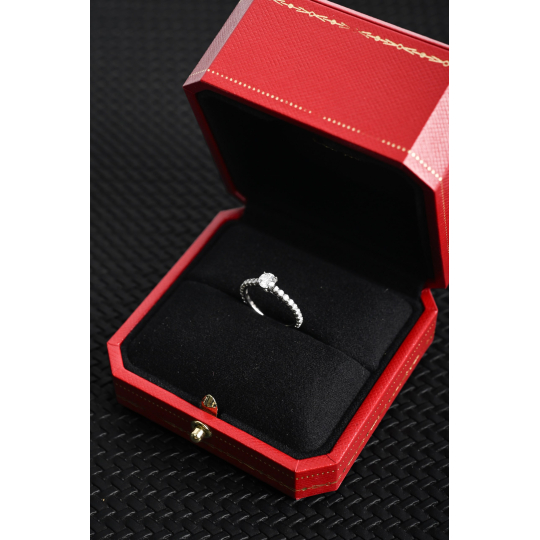 Solitaire Diamond Engagement Ring White Gold with Pave Band Size 50