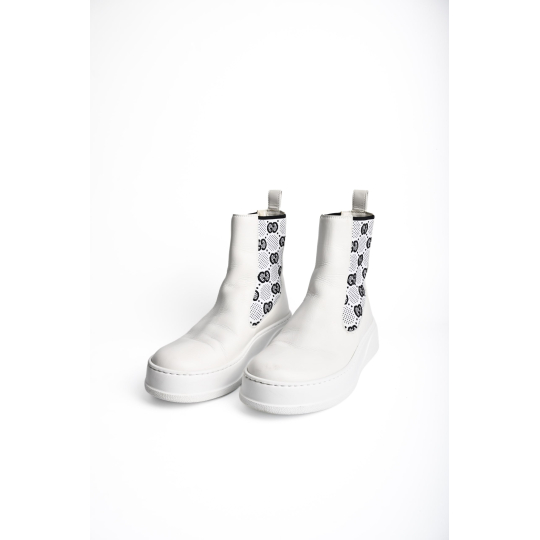 Gucci GG Chelsea Boot Sneaker White Leather