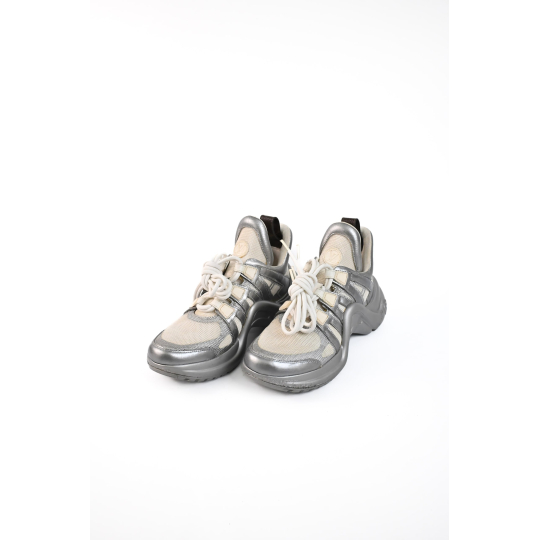 Louis Vuitton Archlight Sneaker Silver and White Leather with Mesh