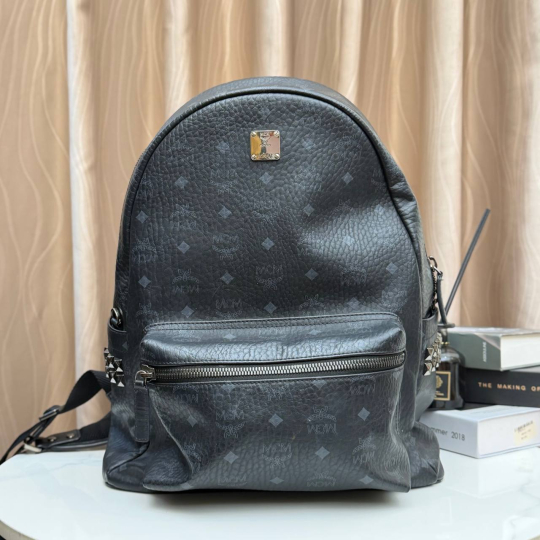MCM Stark Backpack Black Visetos Coated Canvas