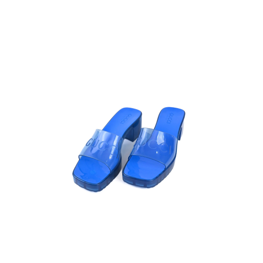 Gucci Rubber Slide Sandal Blue Transparent Rubber