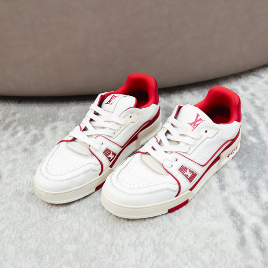 Louis Vuitton LV Trainer Sneaker White Red Leather