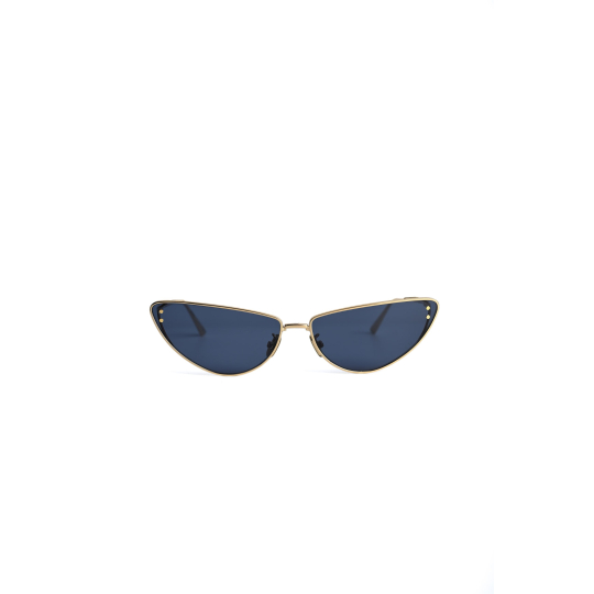 Chanel Cat Eye Sunglasses Gold Blue Lens