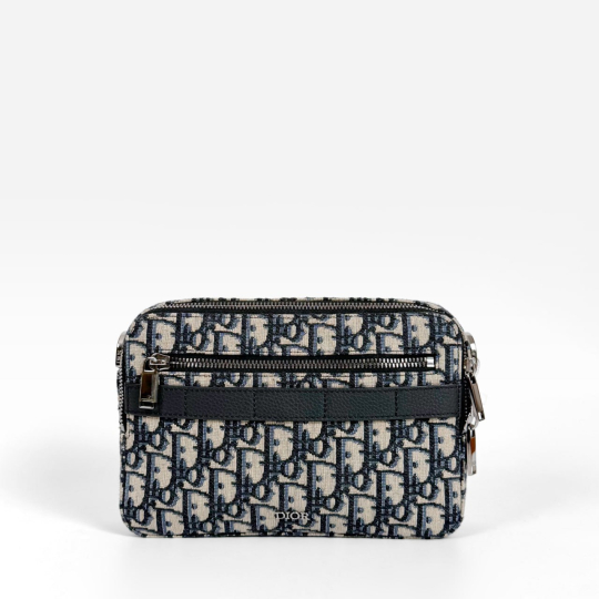Dior Safari Messenger Bag Beige and Black Oblique Jacquard