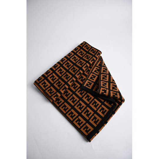 Fendi FF Zucca Wool Scarf Brown and Black