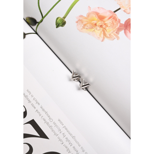 Louis Vuitton Silver Tone LV Logo Stud Earrings