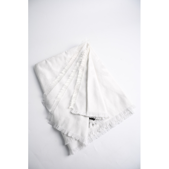 Chanel White Cashmere Blend Scarf with Fringe Edges