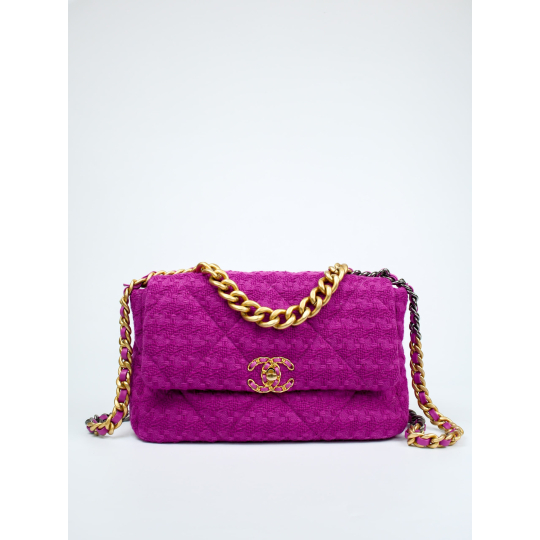 Chanel 19 Flap Bag Fuchsia Tweed