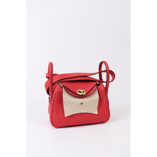 Hermès Lindy Mini Red Clemence Leather Gold Hardware