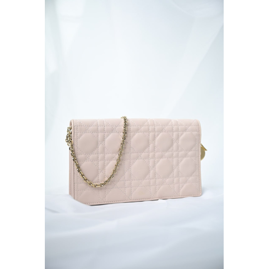 Dior Lady Dior Chain Pouch Pink Cannage Lambskin
