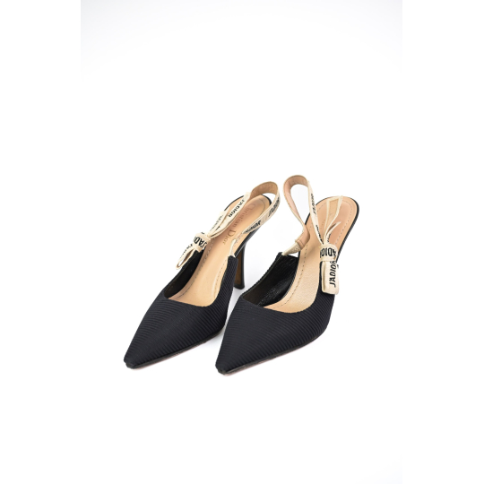Dior JAdior Slingback Pump Black Technical Fabric with Logo Ribbon