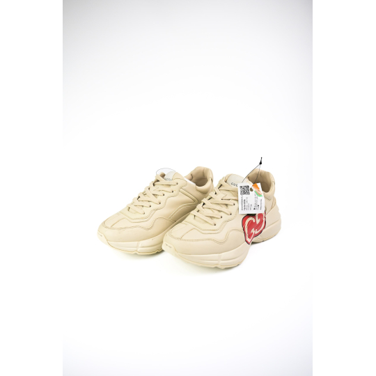 Gucci Rhyton Chunky Sneaker Ivory Cream Leather with Red GG Logo