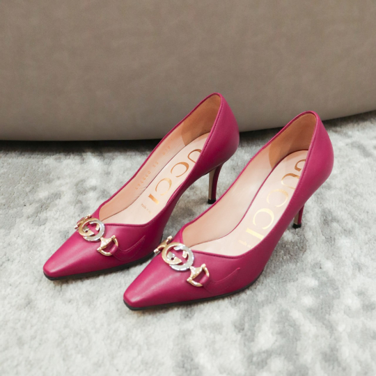 Gucci GG Marmont Pointed Toe Pump Magenta