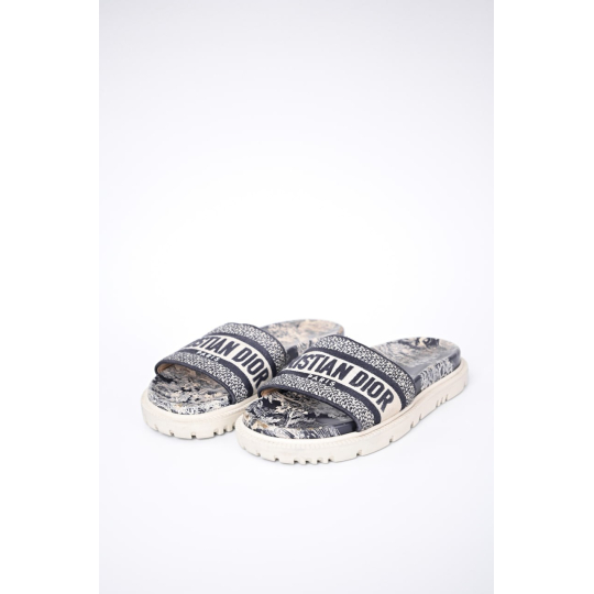 Dior Toile de Jouy Platform Slide Sandal