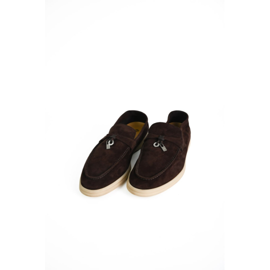 Giày Loro Piana Summer Charms Walk Da Lộn Nâu Đậm