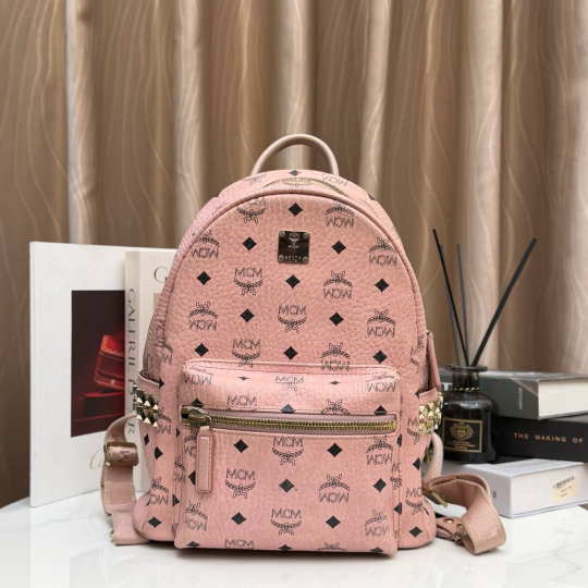 MCM Stark Backpack Mini Soft Pink Visetos Coated Canvas