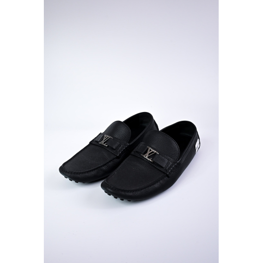 Louis Vuitton Hockenheim Moccasin Black Grained Leather