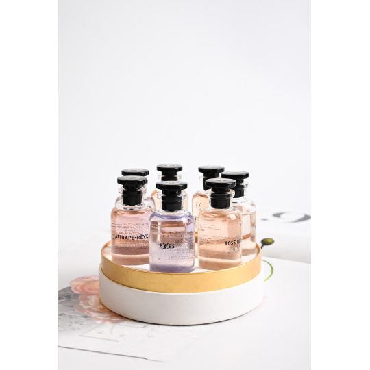 Louis Vuitton Les Parfums Miniature Fragrance Set with Gold Tone Tray