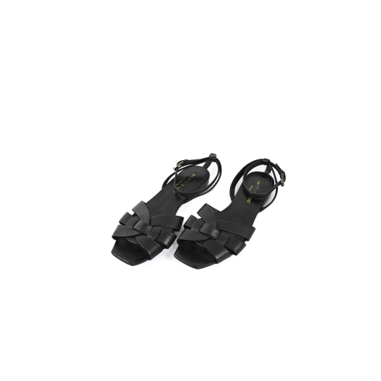 Saint Laurent Tribute Strappy Sandal Black Leather