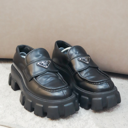 Prada Monolith Chunky Loafer Black Leather