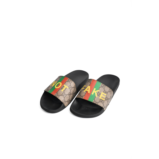 Gucci Pursuit Slide Sandal GG Supreme Canvas Beige Black