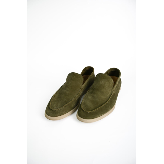 Giày Loro Piana Summer Walk Da Lộn Xanh Olive