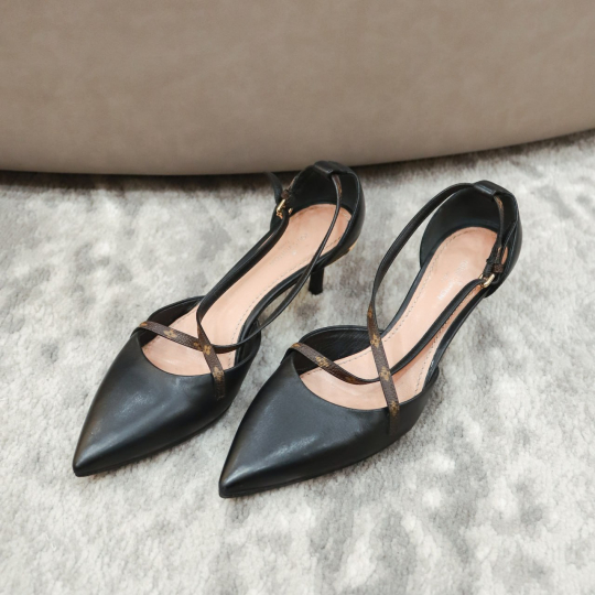 Louis Vuitton Monogram Strap Pointed Toe Pump Black