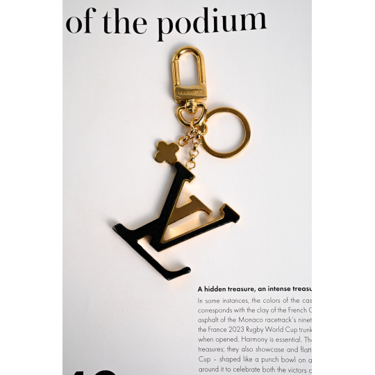 Louis Vuitton LV Initials Bag Charm and Key Holder Gold Tone with Black Enamel