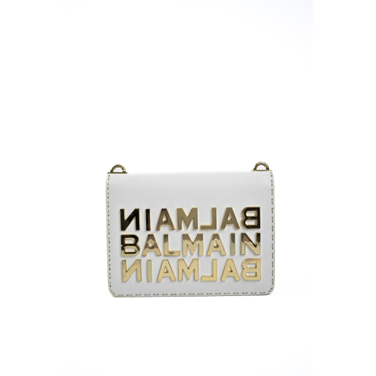 Balmain B-Buzz Flap Bag White Leather