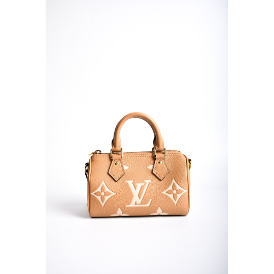 Louis Vuitton Nano Speedy Bicolour Monogram Empreinte Leather Beige