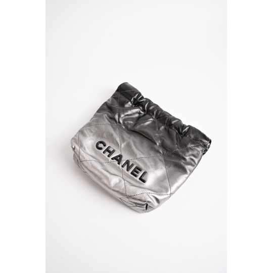 Chanel 22 Mini Black and Silver Gradient Calfskin