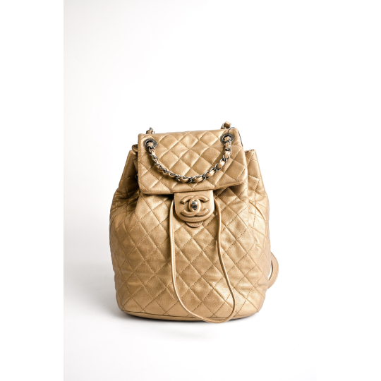 Chanel Vintage Mini Duma Backpack Beige Quilted Lambskin
