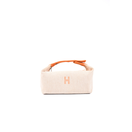 Hermès Bride-a-Brac Beige Canvas and Orange Leather