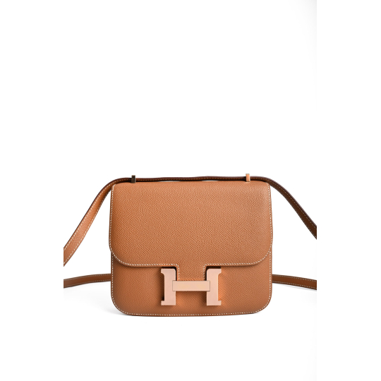 Hermes Constance 18 Epsom Leather Gold Brown Rose Gold Hardware